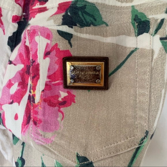 Dolce & Gabbana Floral Print Skinny Jeans With Ankle Zip - Picture 10 of 13